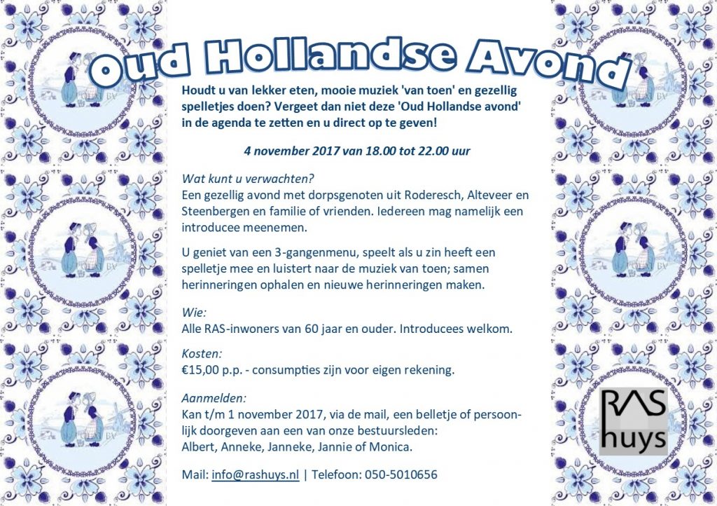 Oud Hollandse Avond in 't RAShuys 4-11-'17